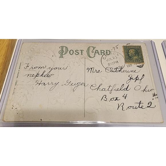 Lot Of Four Vintage Antique Embossed Postcards Flowers Birthday Boats - Picture 6 of 9